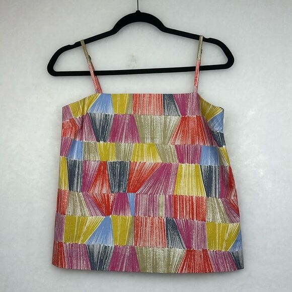 Kate Spade Saturday multi color fit flare abstract Square neckline Top Sz XS - Picture 1 of 8